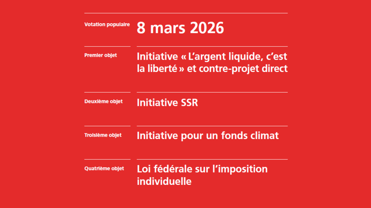 La CNCI se prononce sur les objets de votations du 8 mars 2026