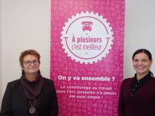 Mireille Gasser, secrétaire générale d’arcjurassien.ch, coprésidente du comité de pilotage du projet Covoiturage Arc jurassien ; Dora Dolea, cheffe de projet Coopération chez arcjurassien.ch