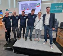 Le Comité d'organisation neuchâtelois du championnat romand des installateurs-électriciens: de gauche à droite, Pierre-Alain Widmer, Samuel Jenni, Claude Scheidegger, Christian Ramseier, Sylvie Douillet et Sébastien Frey. (Manquent sur la photo Olivier Cornuz et Stéphane Robert).
