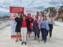 Line Pillet, Géraldine Vuilliomenet, Pascale Leutwiler, Mélissa Monnier, Claudia Grivel, Michèle Lisibach et Laurence Jobin réunies à Neuchâtel sur l'initiative de Pascale Leutwiler, Vice-Présidente de l'Union neuchâteloise des arts & métiers (UNAM)