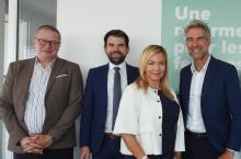 Florian Németi, Directeur CNCI, Damien Cottier, Conseiller national et Président UNAM, Ana Girardin, Directrice MTS SA et membre du Conseil CNCI, et David Guenin, Vice-Président CNCI et Propriétaire de Gimmel Rouages