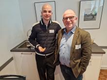 A l'heure du café, Romain Vuilleumier (un habitué des Matinales) et Alain Rapin (La Bâloise)