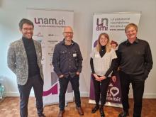 La Matinale est derrière eux. Tout s'est bien passé. Julien Broquet, Greg Neuhaus, Régine de Bosset et Freddy Moret tout sourires